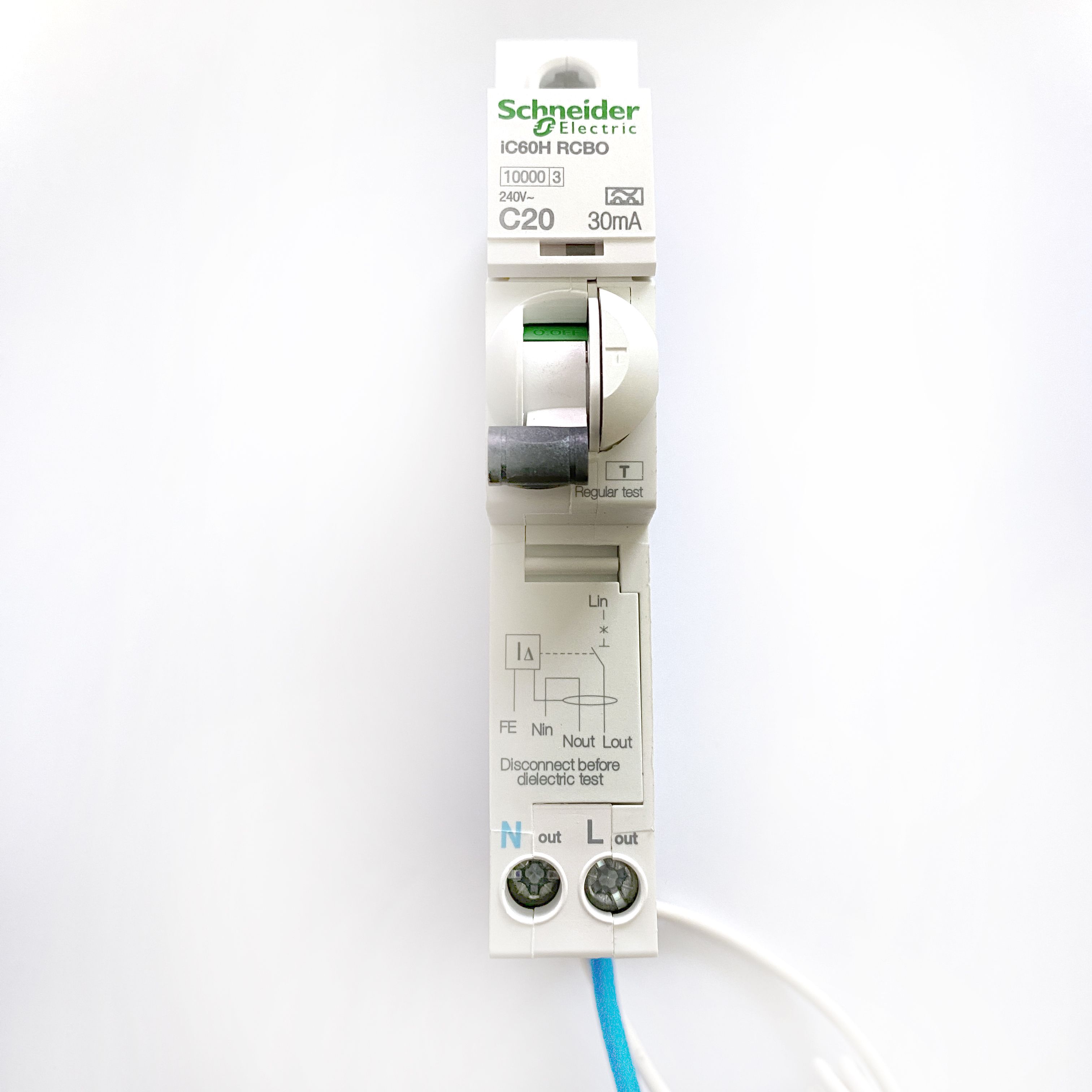 thumbnail image 2 of Schneider Acti9 IC60H RCBO - 20A 30mA Type C, 1 Pole, DIN Rail Mount (Used) 2 of 6